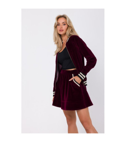 M768 Spódnica z ozdobnymi kieszeniami - bordowa