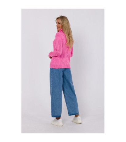 M771 Sweter z golfem - różowy