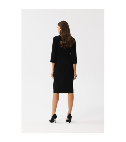 S350 Sukienka ołówkowa z rozcięciem - czarna