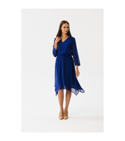 S354 Sukienka warstwowa szyfonowa - chabrowa