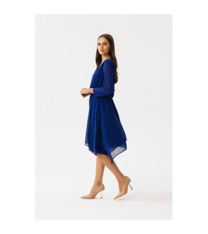 S354 Sukienka warstwowa szyfonowa - chabrowa