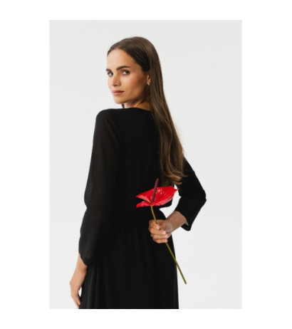 S354 Sukienka warstwowa szyfonowa - czarna