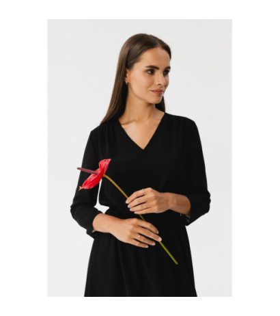 S354 Sukienka warstwowa szyfonowa - czarna