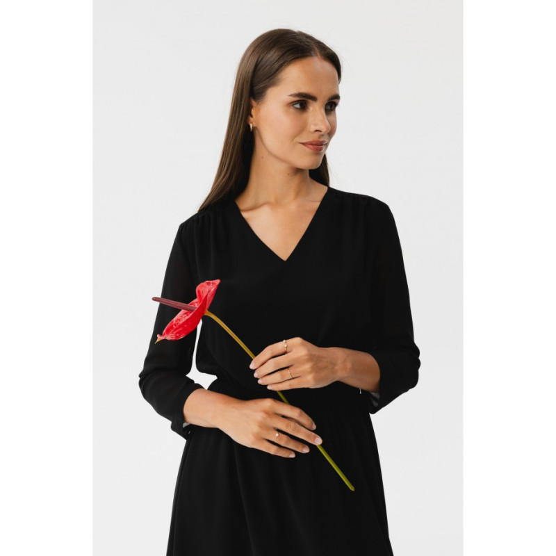 S354 Sukienka warstwowa szyfonowa - czarna