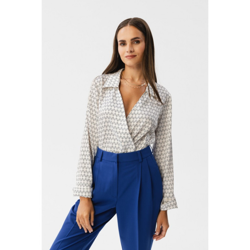 S356 Spodnie z wysokim stanem - chabrowe