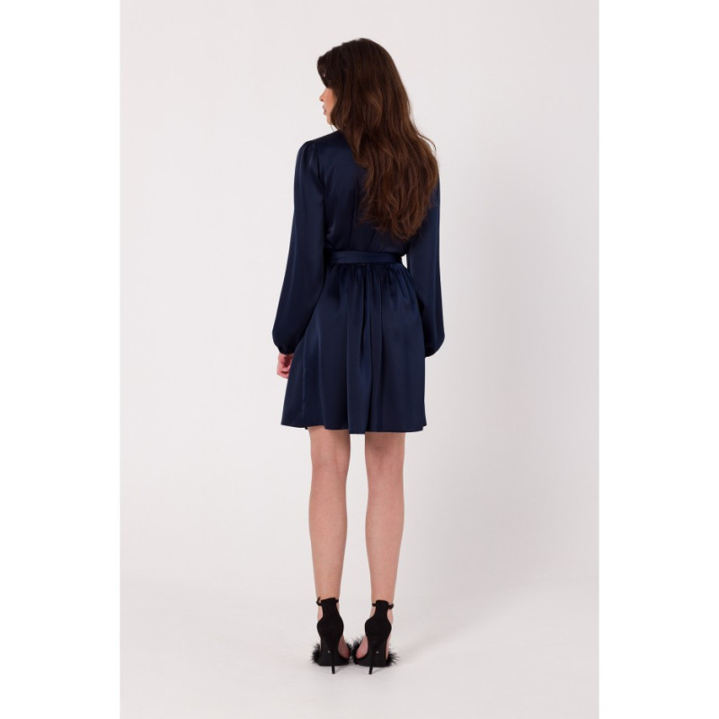 K175 Sukienka rozkloszowana - granatowa