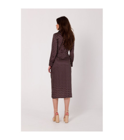 K176 Sukienka z kopertowym dekoltem we wzór - model 1