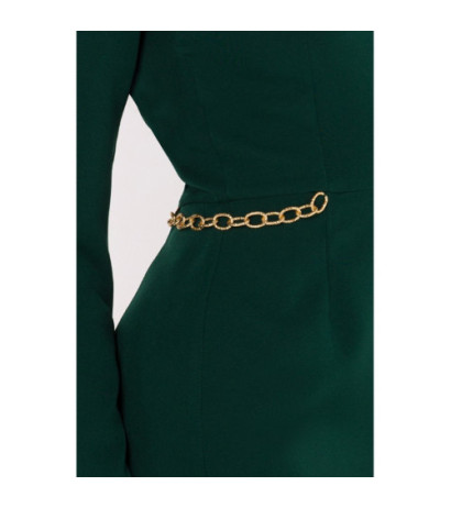 K178 Sukienka z asymetrycznym dekoltem - butelkowa zieleń