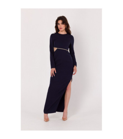 K180 Sukienka maxi z wycięciem w talii - atramentowa