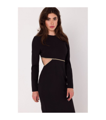 K180 Sukienka maxi z wycięciem w talii - czarna