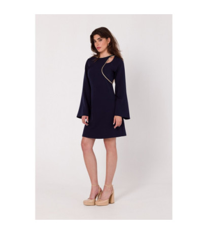 K181 Sukienka z wycięciem typu łezka w dekolcie - atramentowa