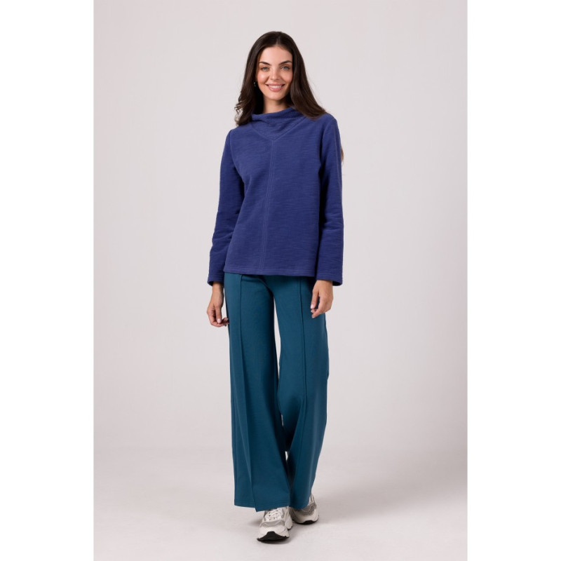 B268 Bluza z wysokim kołnierzem - indygo