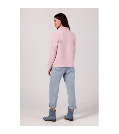 B268 Bluza z wysokim kołnierzem - pudrowa