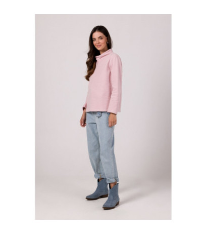 B268 Bluza z wysokim kołnierzem - pudrowa