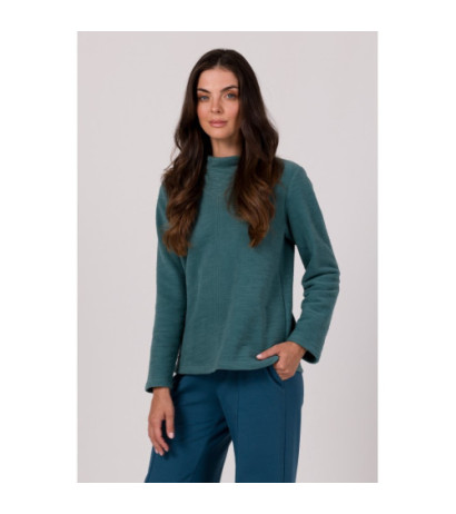 B268 Bluza z wysokim kołnierzem - turkusowa