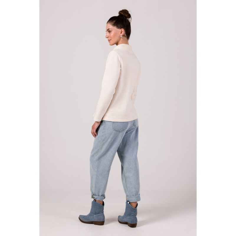 B268 Bluza z wysokim kołnierzem - waniliowa