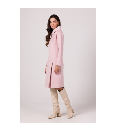 B270 Sukienka z wysokim kołnierzem - pudrowa