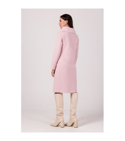 B270 Sukienka z wysokim kołnierzem - pudrowa