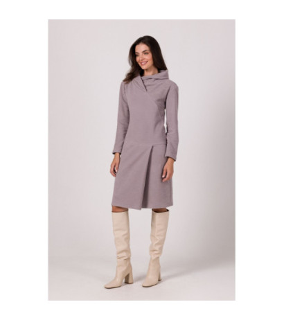 B270 Sukienka z wysokim kołnierzem - szara