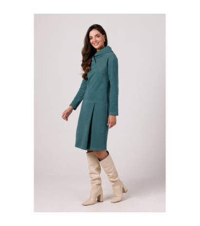 B270 Sukienka z wysokim kołnierzem - turkusowa