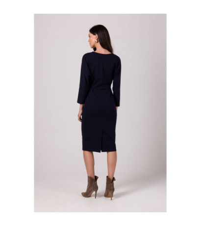 B271 Sukienka z kopertowym dekoltem - granatowa
