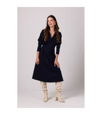 B273 Sukienka z mocno zaznaczoną talią - granatowa