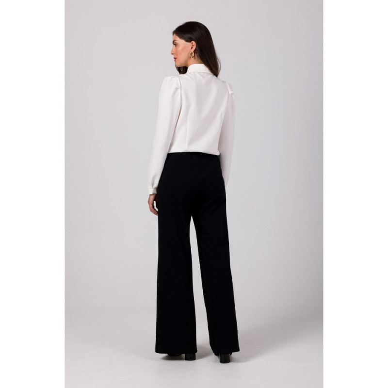 B275 Spodnie z przeszyciami na nogawkach - czarne