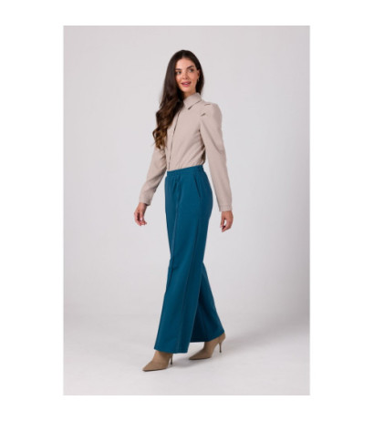 B275 Spodnie z przeszyciami na nogawkach - morskie