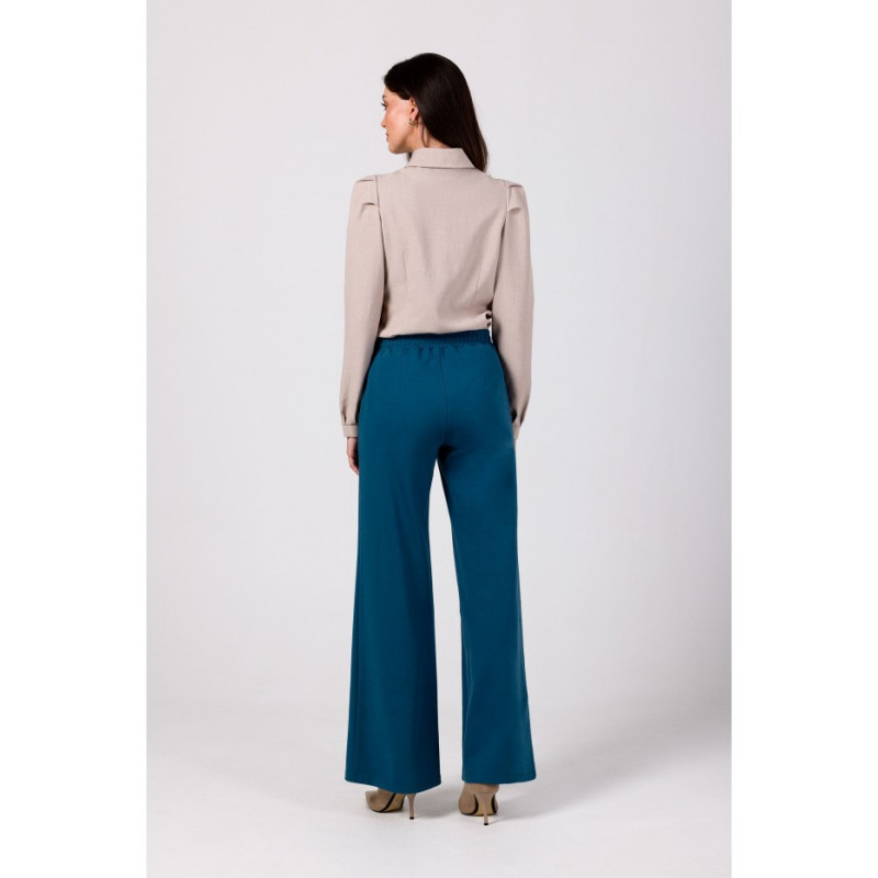 B275 Spodnie z przeszyciami na nogawkach - morskie