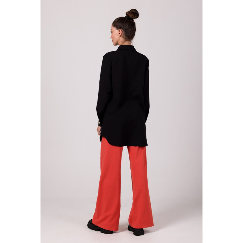 B276 Tunika koszulowa z kołnierzykiem - czarna