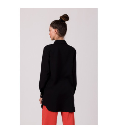 B276 Tunika koszulowa z kołnierzykiem - czarna