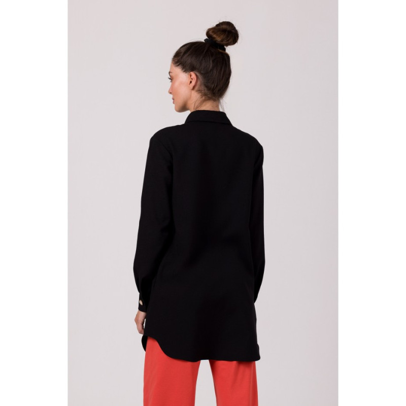 B276 Tunika koszulowa z kołnierzykiem - czarna