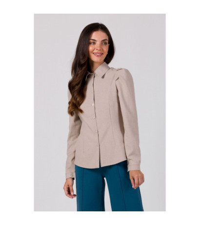 B277 Zapinana koszula z kołnierzykiem - beżowa