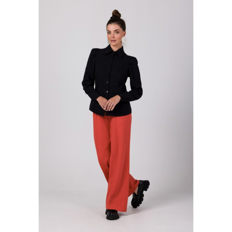 B277 Zapinana koszula z kołnierzykiem - czarna