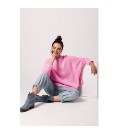 BK105 Sweter z nietoperzowymi rękawami - różowy