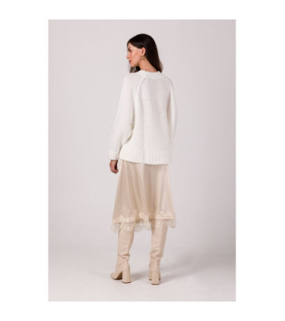 BK105 Sweter z nietoperzowymi rękawami - biały