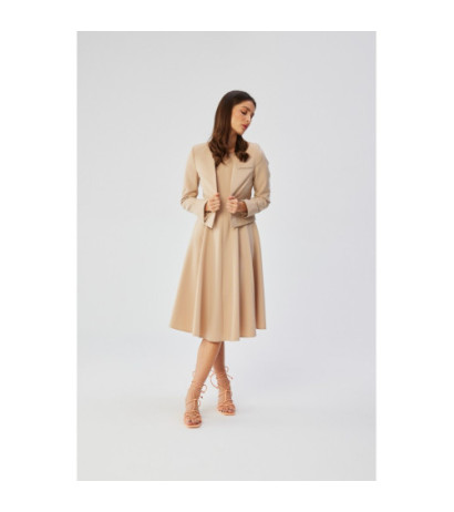 S358 Sukienka rozkloszowana bez rękawów - beżowa