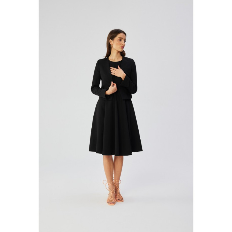 S358 Sukienka rozkloszowana bez rękawów - czarna