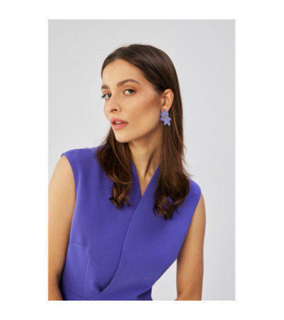 S360 Sukienka z finezyjnym dekoltem na zakładkę - fioletowa