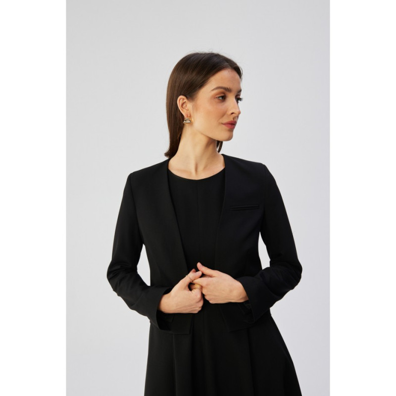 S368 Krótka marynarka bez zapięcia - czarna