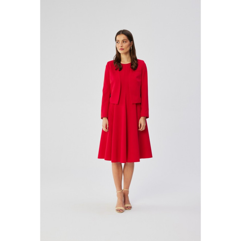 S368 Krótka marynarka bez zapięcia - czerwona