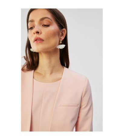 S368 Krótka marynarka bez zapięcia - pudrowa