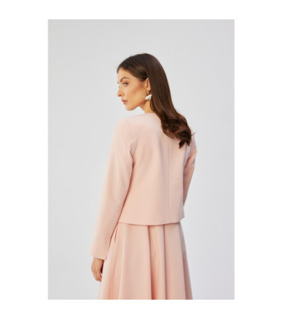 S368 Krótka marynarka bez zapięcia - pudrowa