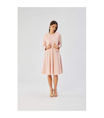 S368 Krótka marynarka bez zapięcia - pudrowa