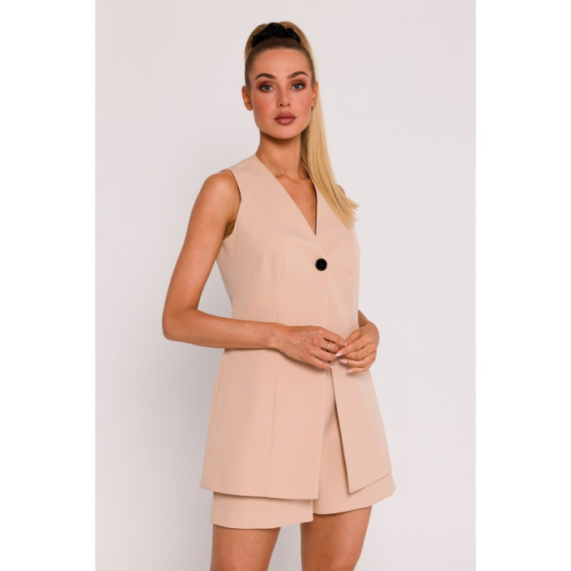 M776 Kamizelka na jeden guzik - beżowa