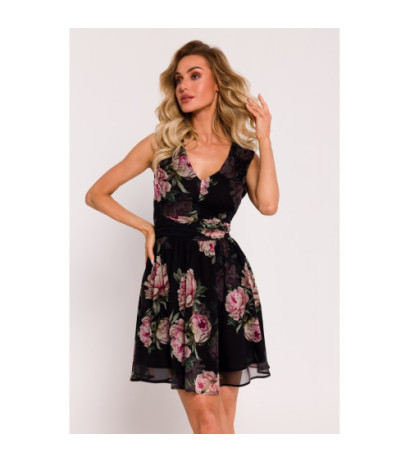 M782 Sukienka mini szyfonowa z dekoltem - model 1