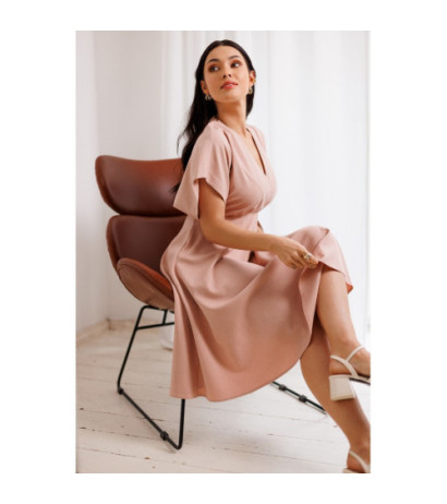 B278 Sukienka rozkloszowana - różowa