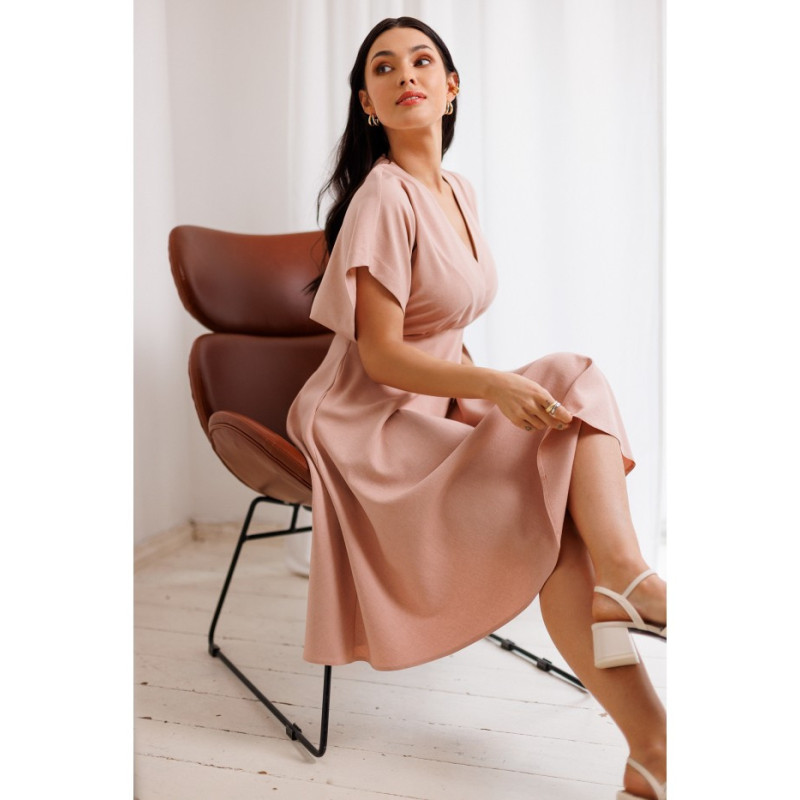 B278 Sukienka rozkloszowana - różowa