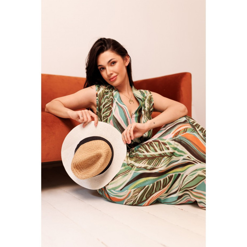 B283 Sukienka maxi we wzór - model 4