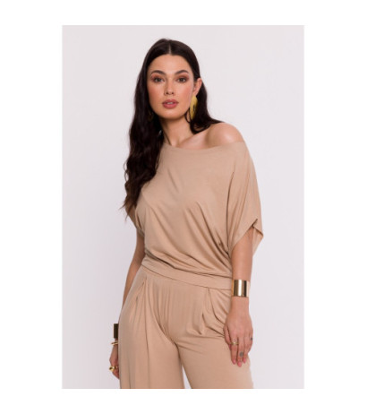 B287 Bluzka wiskozowa nietoperz - cappuccino